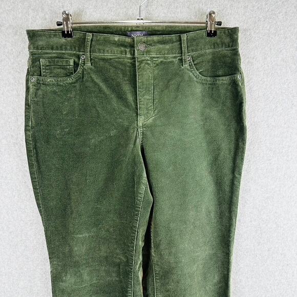 NYDJ Womans 12 Corduroy Pants Green Marilyn Straight Lift Tuck Stretch Pockets - Picture 2 of 8